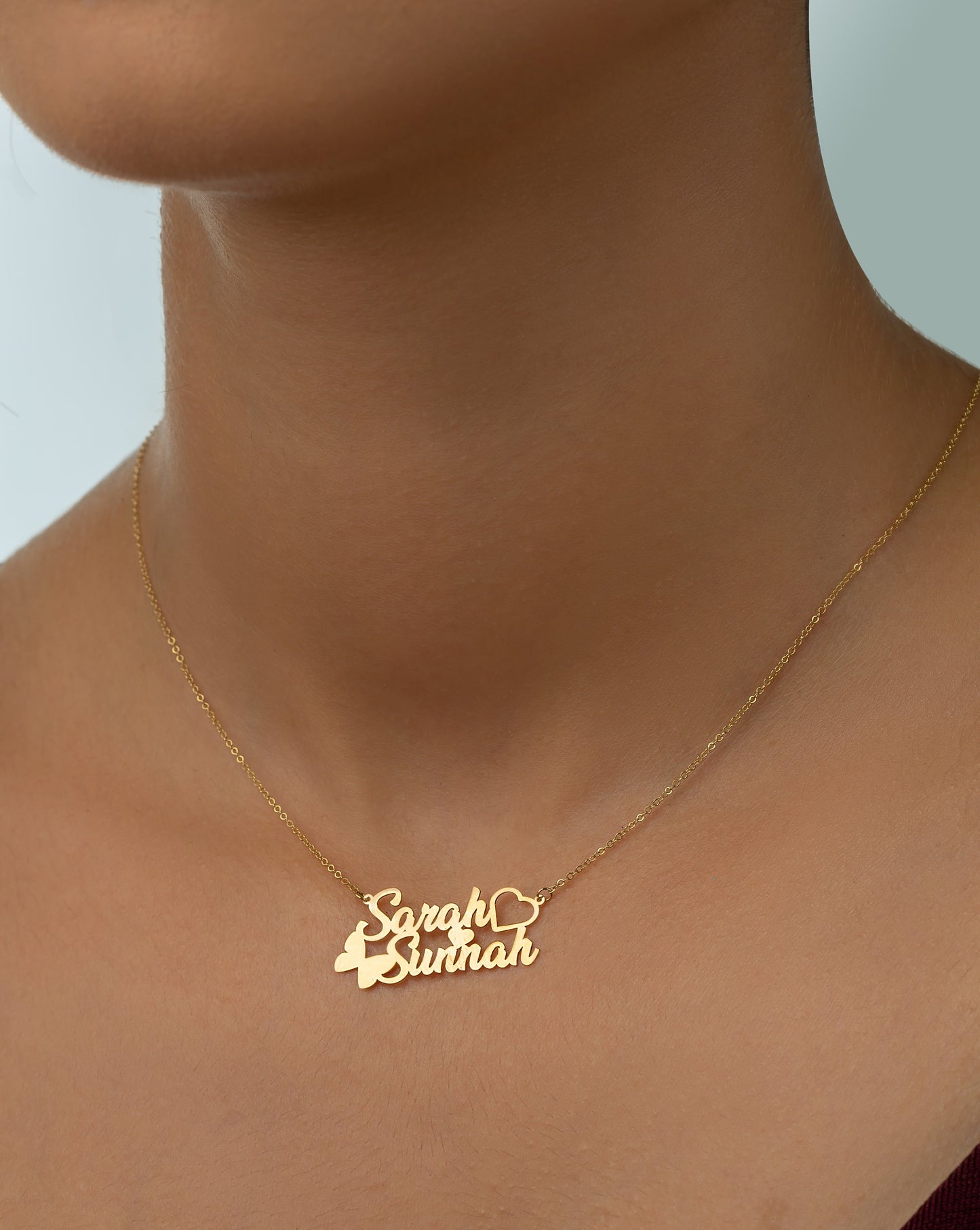 Collier Double prénoms superposés en Or 18K