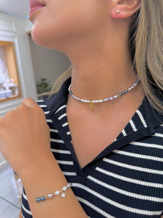 Collier étoile perlée