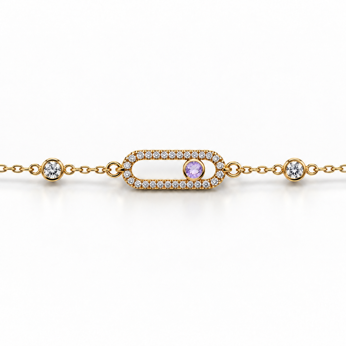 Gourmette Capsule Améthyste en Or 18K — image 1