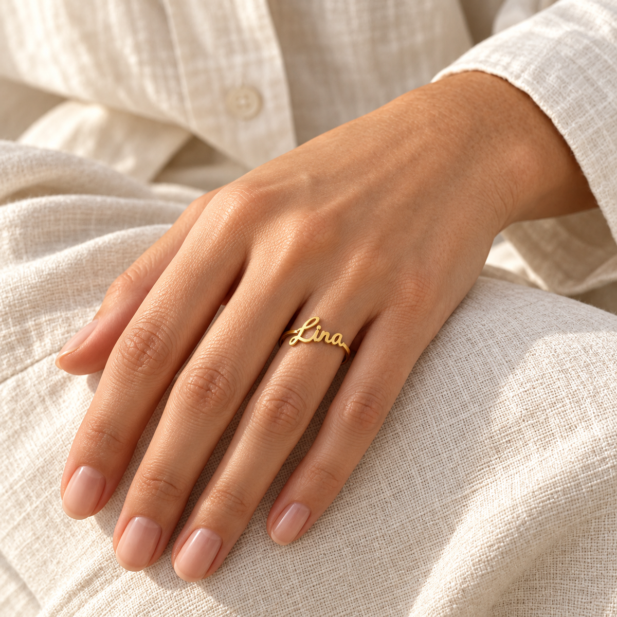 Bague Prénom Signature 2D en Or 18K — image 2