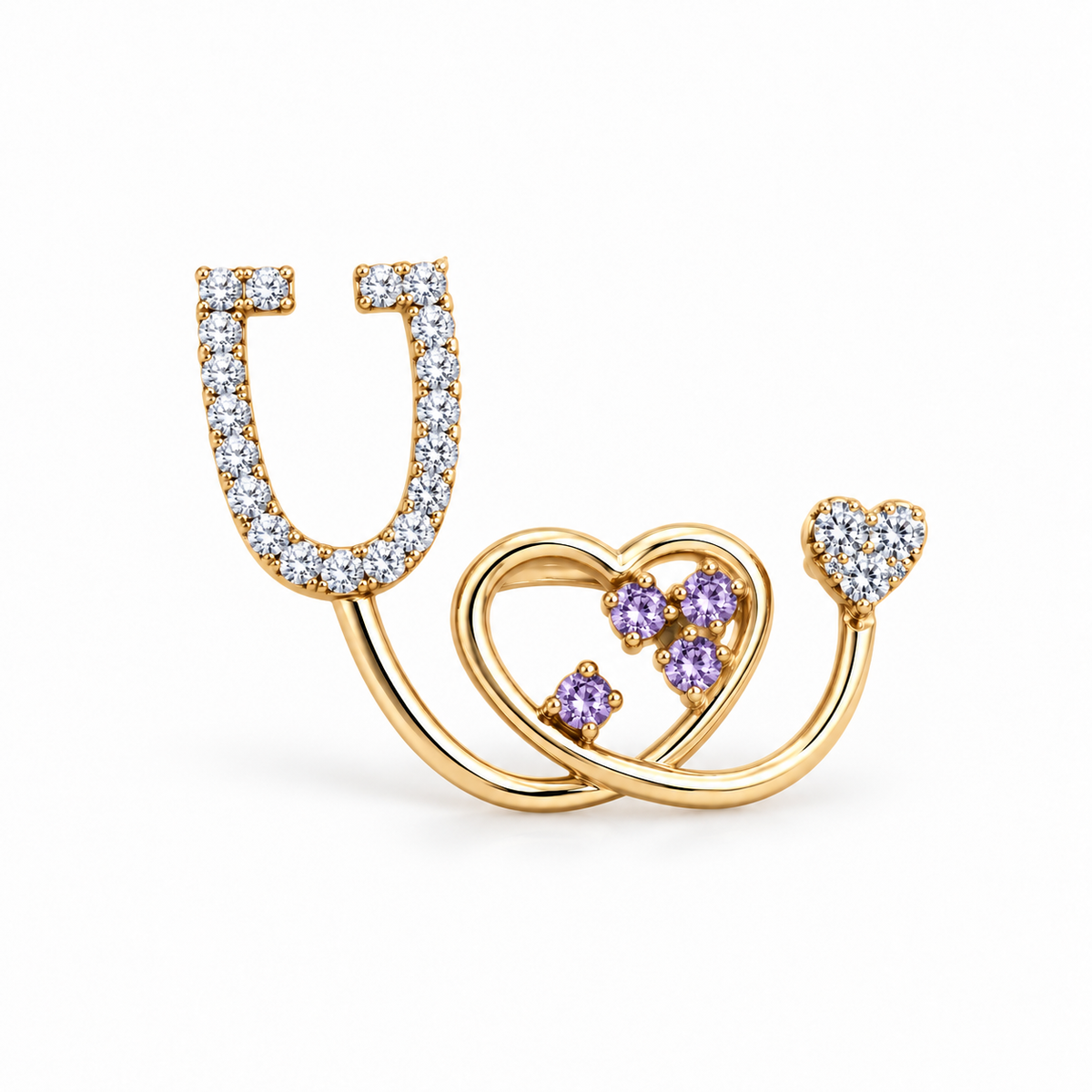 Broche Stéthoscope Améthyste en Or 18K — image 1