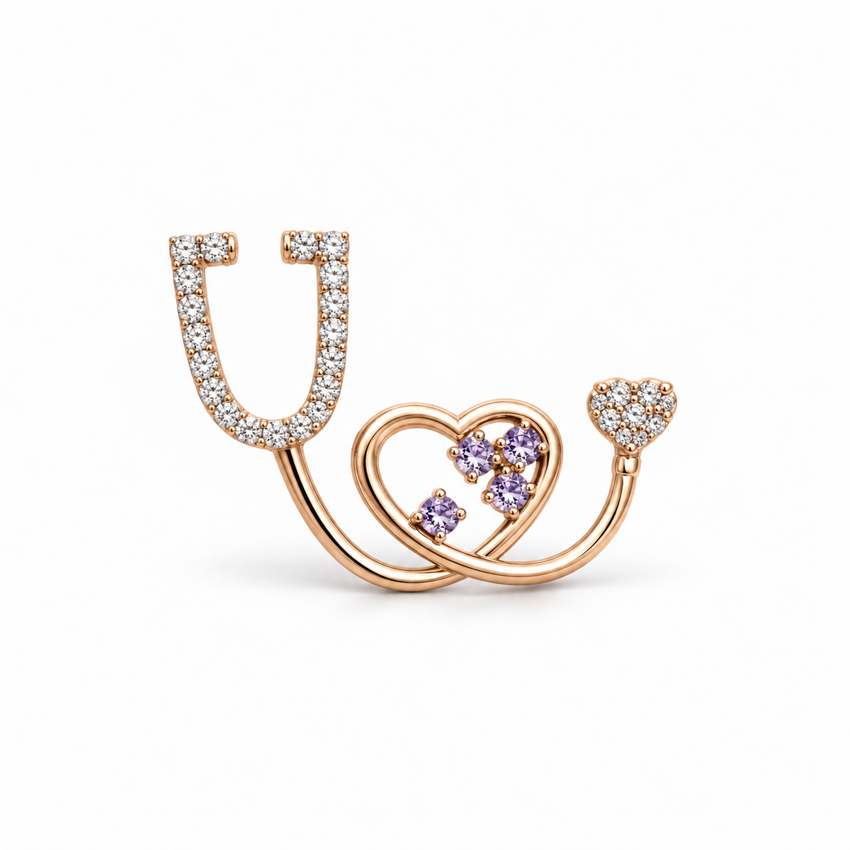 Broche Stéthoscope Améthyste en Or 18K — image 3