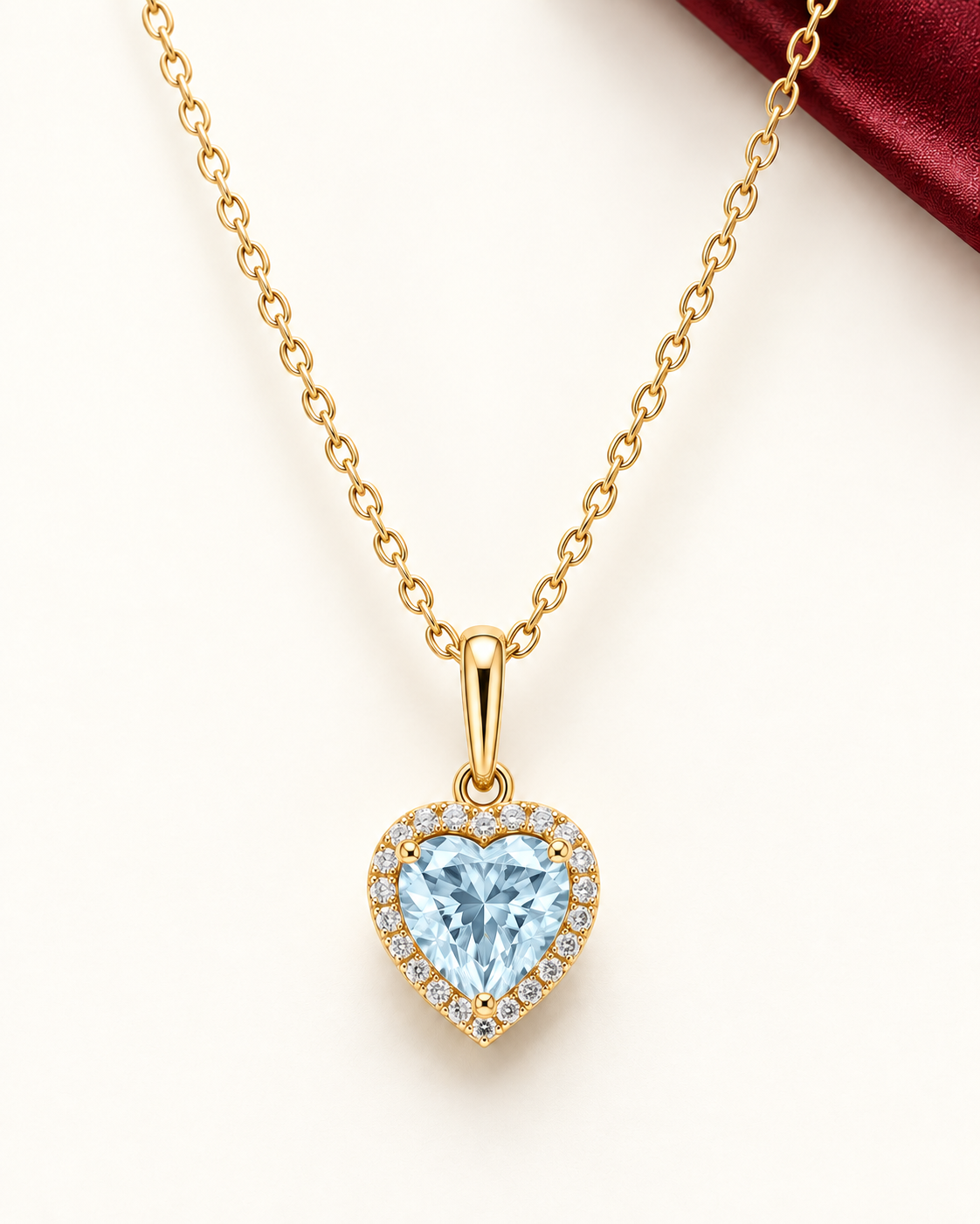 Collier Cœur Halo en Or 18K – Pierre au Choix — image 1