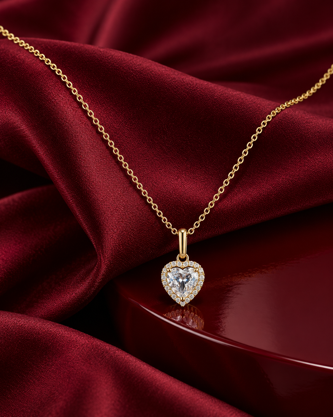 Collier Cœur Halo en Or 18K – Pierre au Choix — image 6