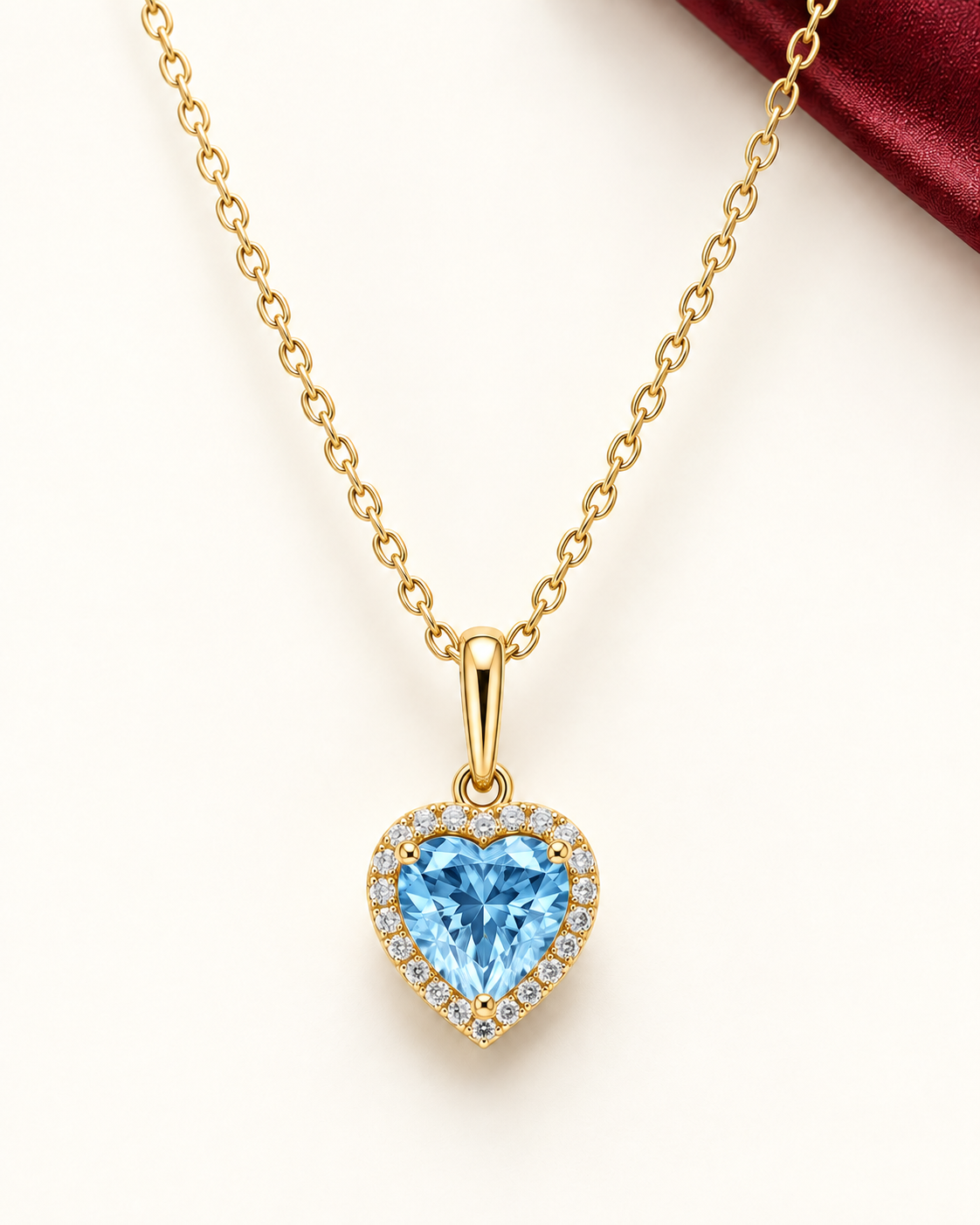 Collier Cœur Halo en Or 18K – Pierre au Choix — image 2