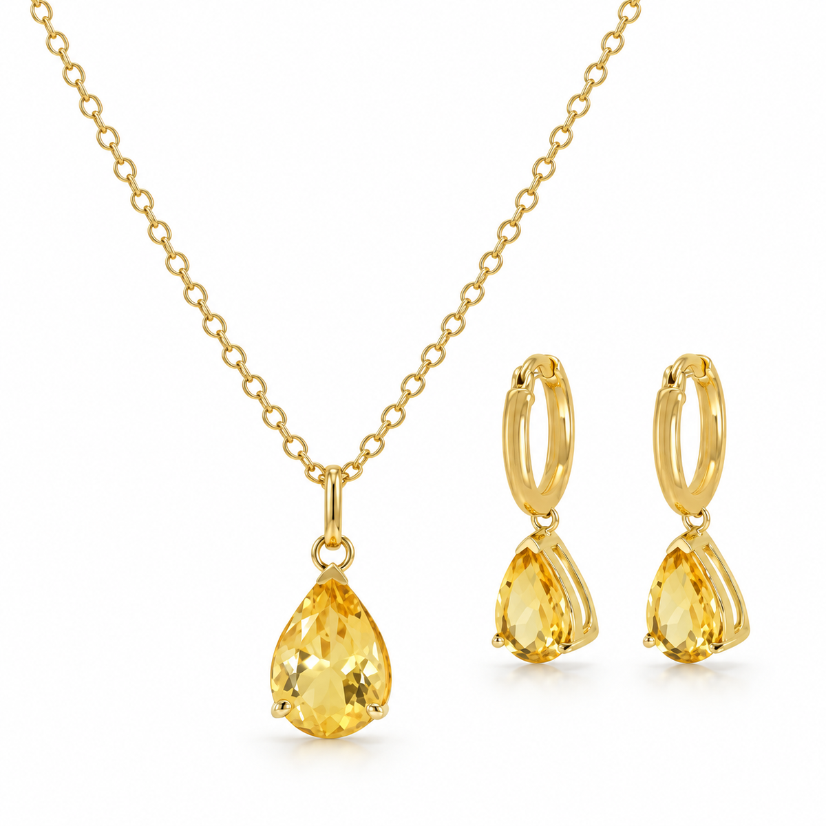 Ensemble Goutte de Soleil en Or 18K – Béryl jaune — image 1