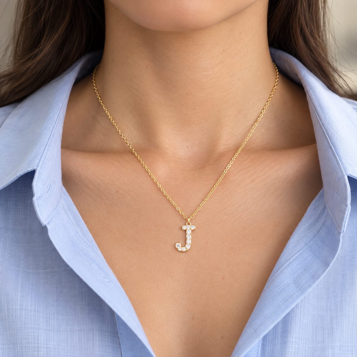 Collier Initiale Brillante en Or 18K — image 2
