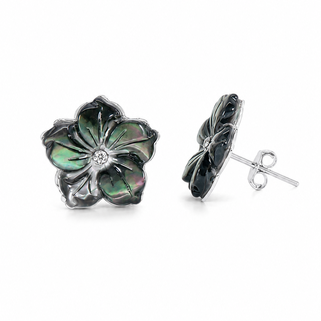 Boucles Fleur de Pureté Noire en Or 18K – vue 3