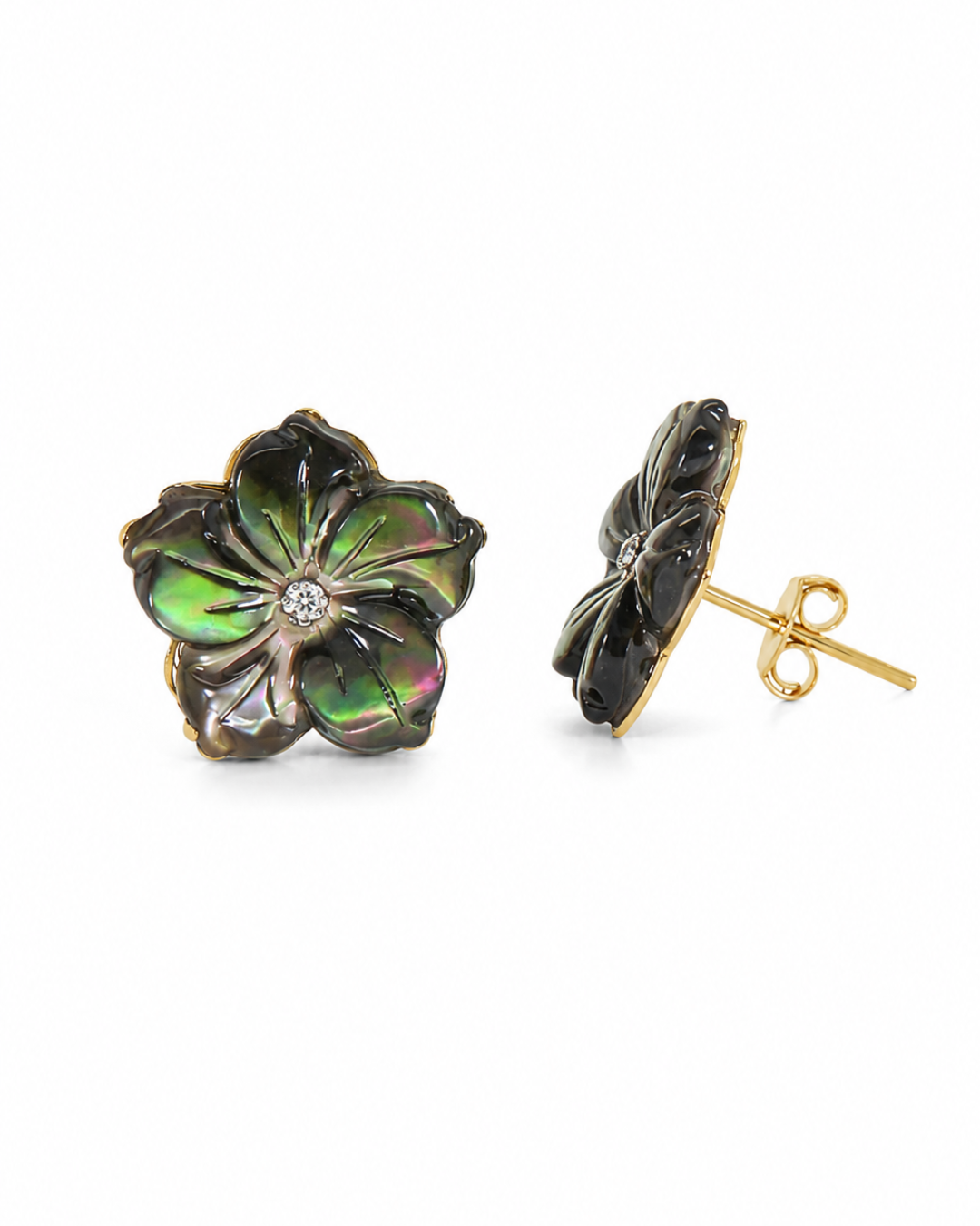 Boucles d’oreilles Fleur de Pureté Noire En Or 18K — image 1