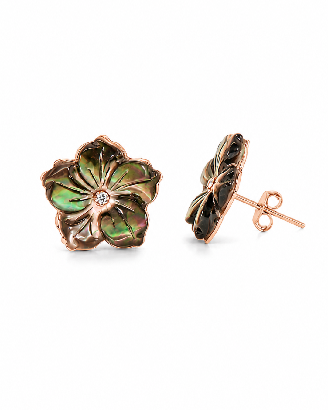 Boucles d’oreilles Fleur de Pureté Noire En Or 18K — image 4