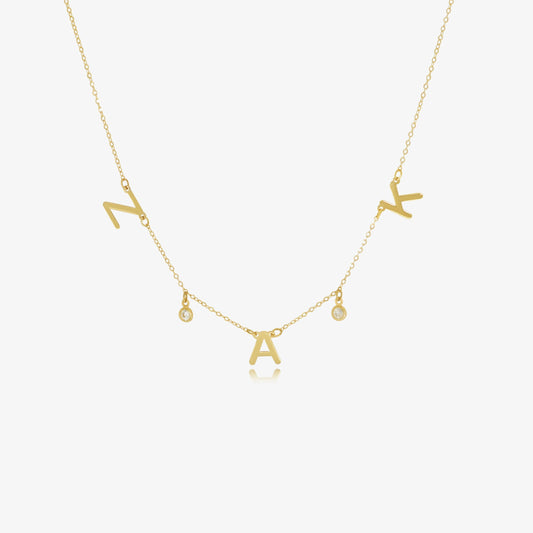 Collier Triple initiales Brillant En Or 18K