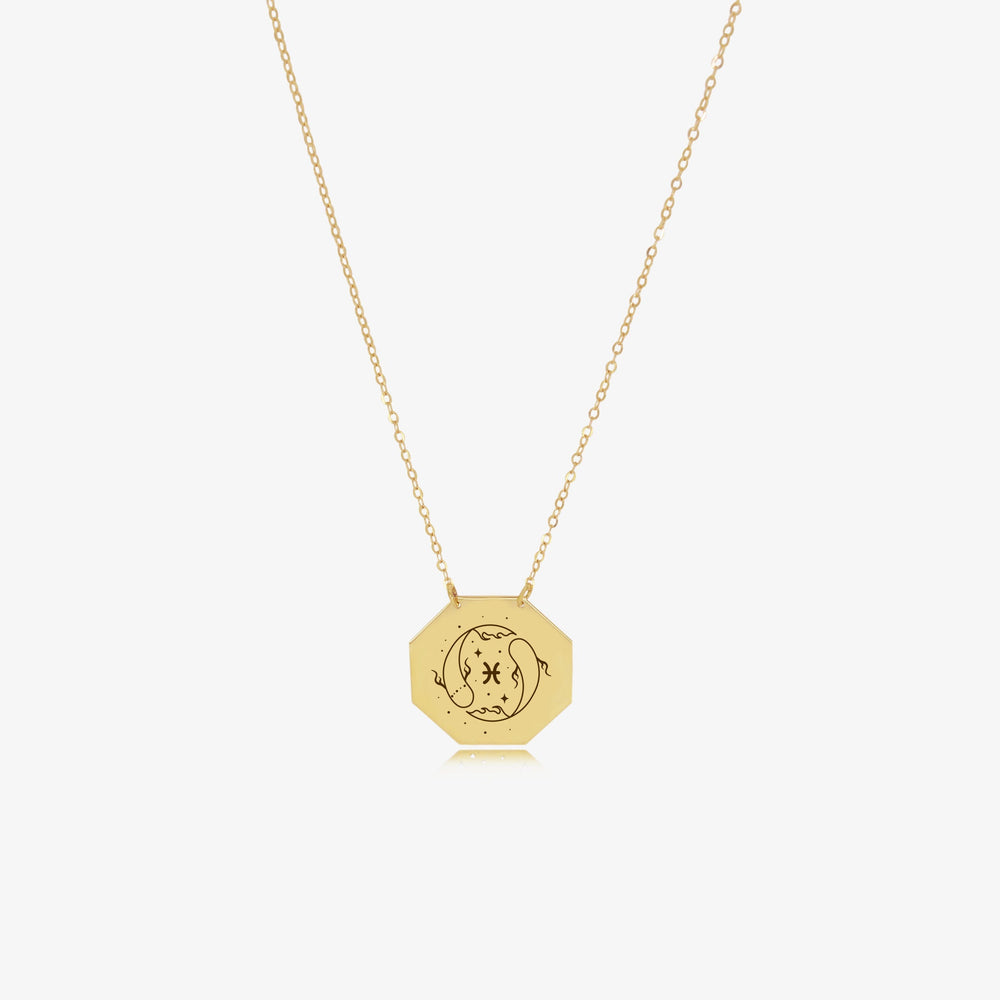 Personalized Zodiac Necklace V1 in 18K Gold 