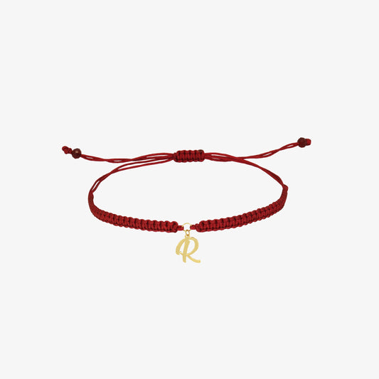 Bracelet Cordon Pérsonnalisé avec Initial en Or 18K