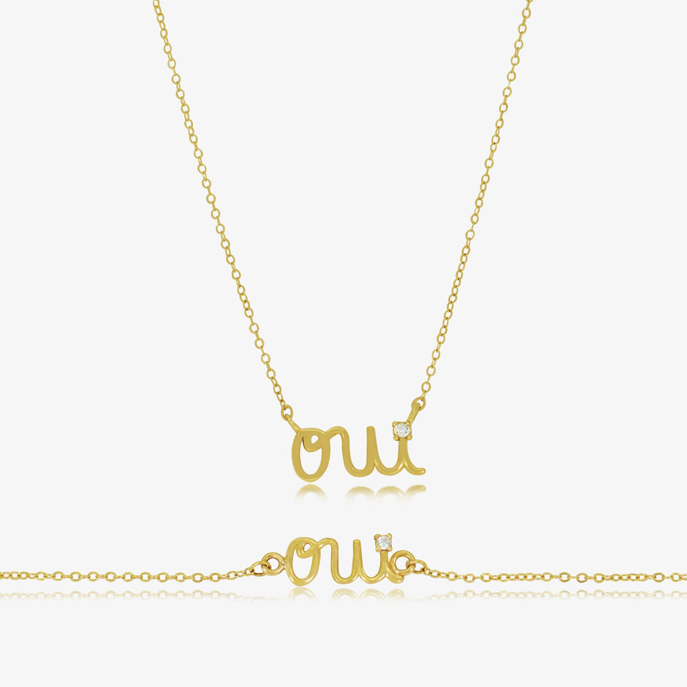 Ensemble Collier+ Bracelet Oui en Or 18K