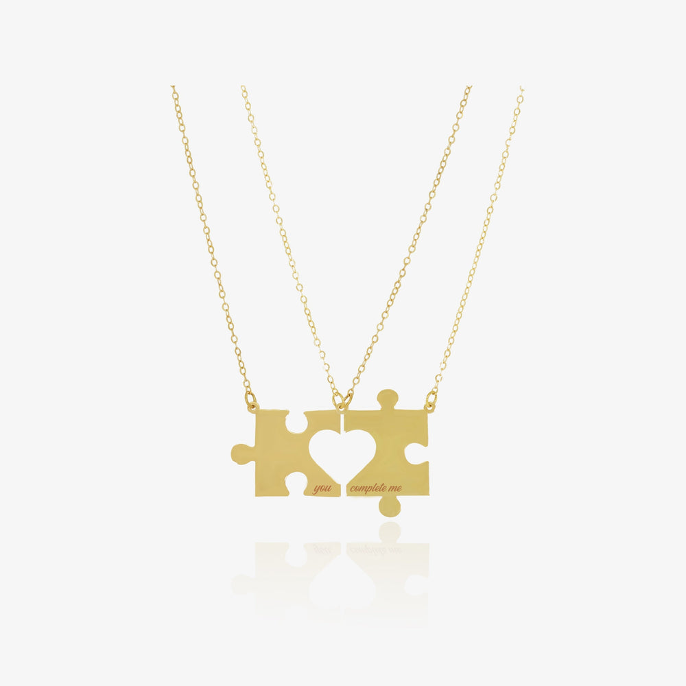 Puzzle Couple Necklace in 18K Gold